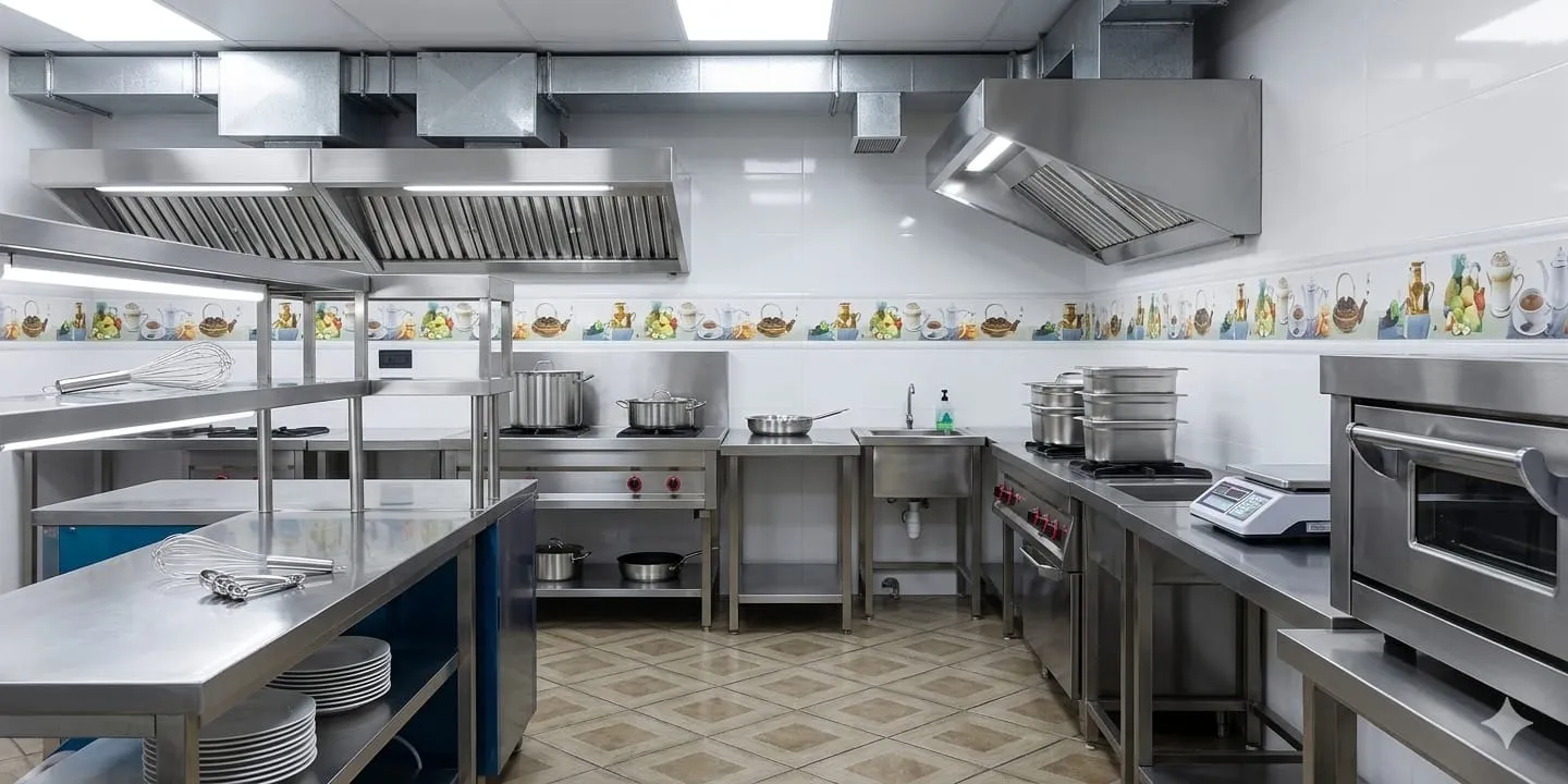 Commercial kitchen line fabricated by CK Machinery